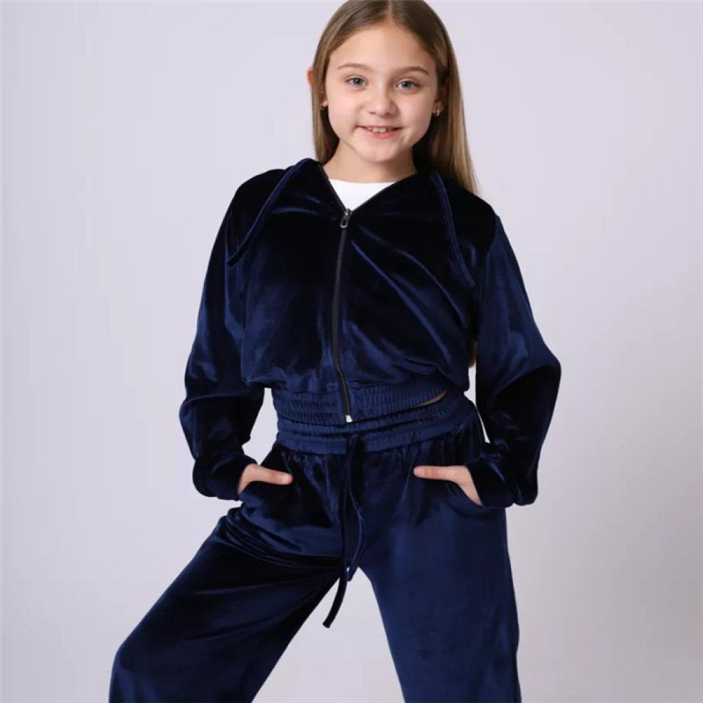 Foreign Trade European and American Spring and Autumn Girls Velvet Hoodie Pants Set Suit image 56
