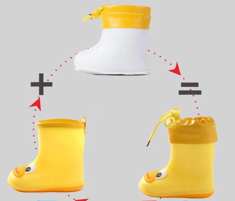 Classic 2025Kids Rain Boots Rubber Boots For Children PVC Kids Baby Cartoon Shoes Water Shoes Waterproof Rain Boot Non-slip Warm