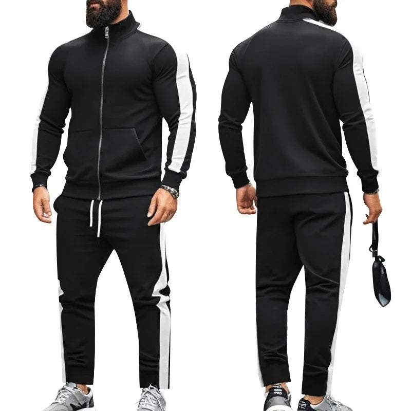 Casual Tracksuits Mens Autumn Fashion Side Striped Jackets And Pants Two Piece Sets For Men Sports Fitness Sweatsuits Streetwear