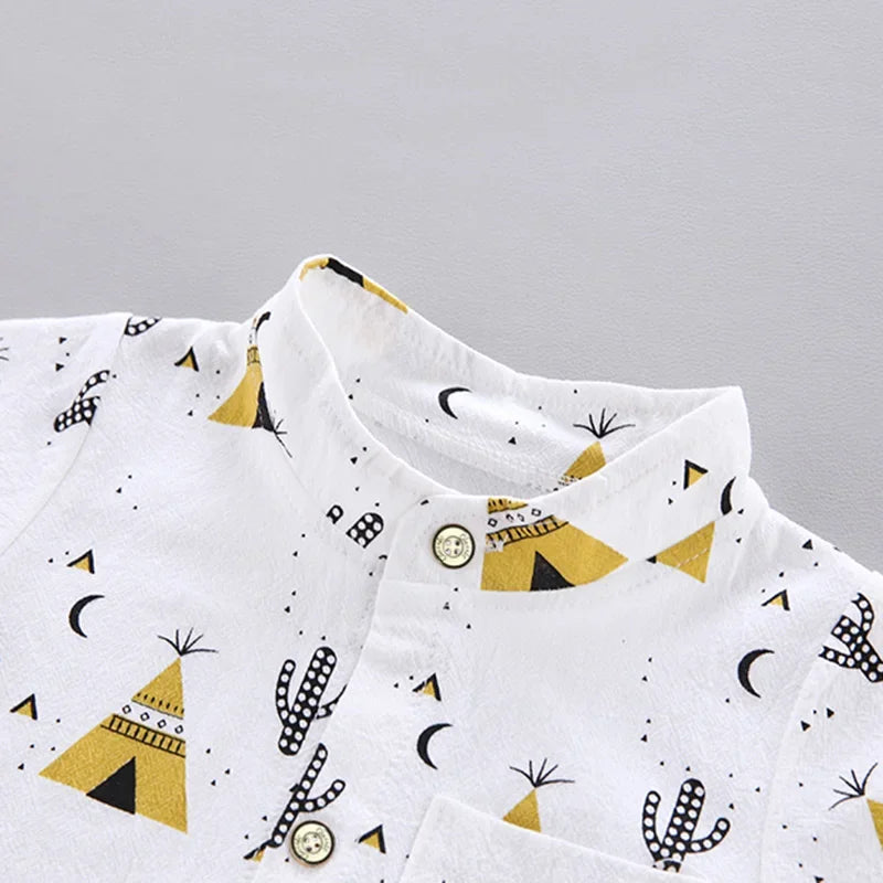 Baby Clothes Cool Pyramid Summer Short-sleeved Shirt Set Infan Toddler Boy Girls Clothes Suit