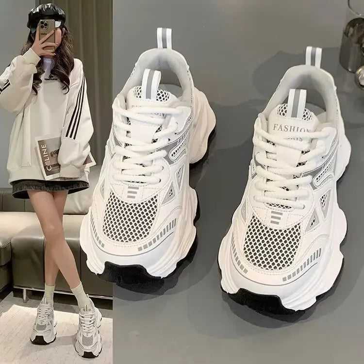 Women Sneakers Platform Flat Shoes Trainers Ladies Thick Sole Sneakers Fashion Casual Shoes Thick Sole Tennis Vulcanized Shoes