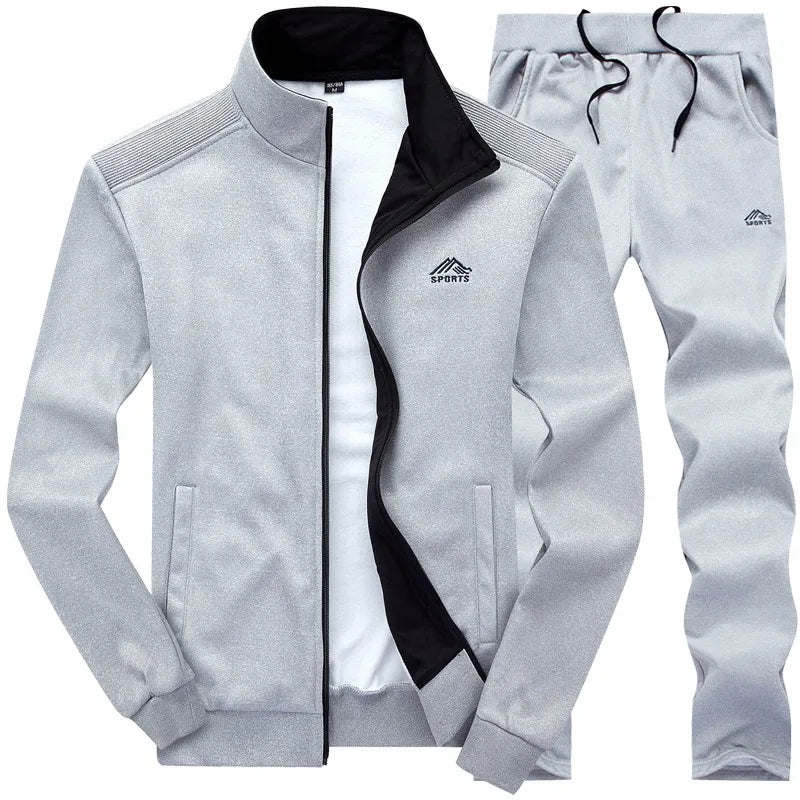 New Men Sets Fashion Sporting Suit Warm Embroidery Zipper Sweatshirt +Sweatpants Men Clothing 2 Pieces Sets Slim Tracksuit 2025