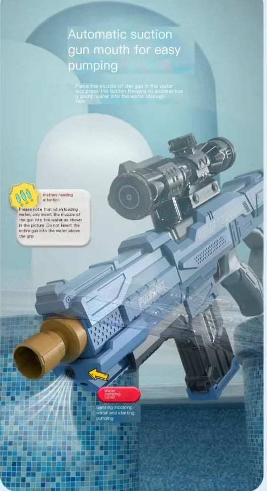 Electric water gun with fully automatic suction and continuous firing large capacity water sucking shooting water playing summer