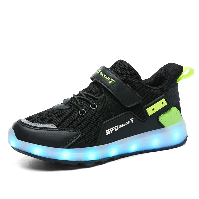 Children's Casual Shoes LED USB Charging Luminous Glowing Sneakers for Boys Girls Led Sneakers with Luminous Sole Lighted Shoe C