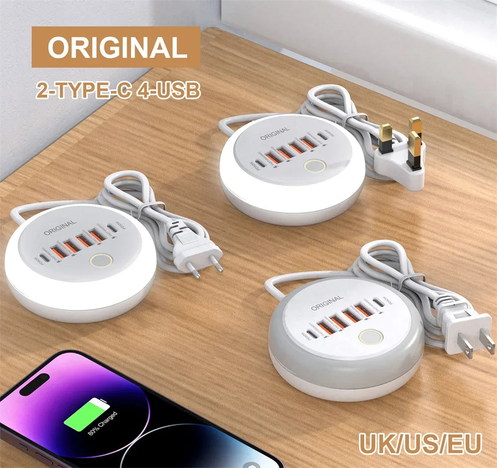 50W подовжувач з кількома портами USB C, розетка Type C, швидка зарядка, настінний зарядний пристрій USB адаптер для iPhone12 13, швидка зарядка мобільного телефону