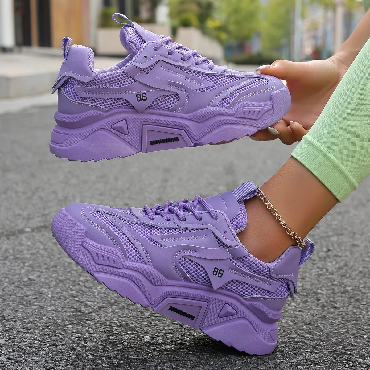 2024 New Breathable Sneakers Fashion Casual Comfortable Solid Designer Shoes Lightweight Lace Up Sneakers Women Zapatos De Mujer
