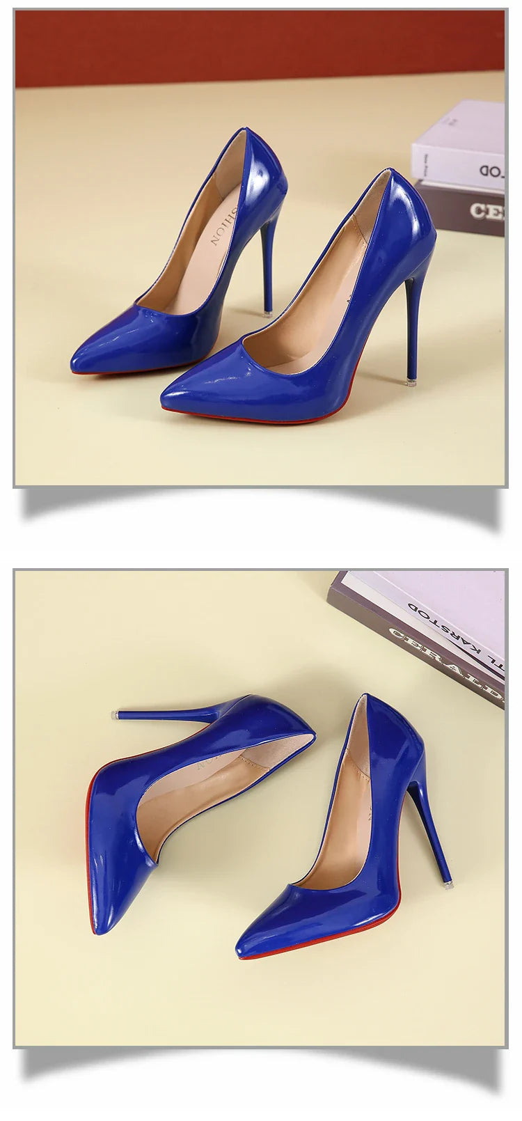 Temperament 12cm Super High Thin Heels Shoes Women Pumps Pointed Toe Colorful Patent Leather Stiletto Wedding Shoe Size 45