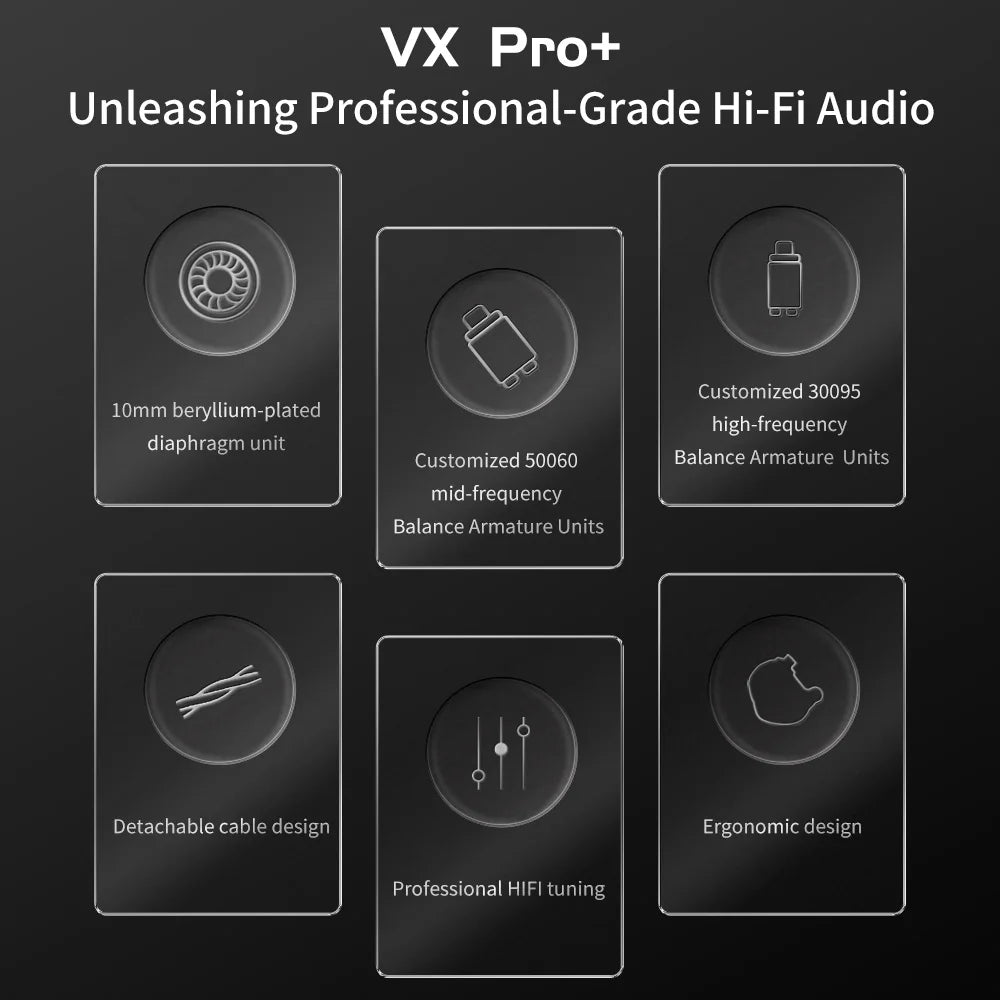 New VX Pro+ 8BA+1DD Hybrid In Ear Earphones IEM Technology HIFI Monitor Running Headphones Earplug Headset