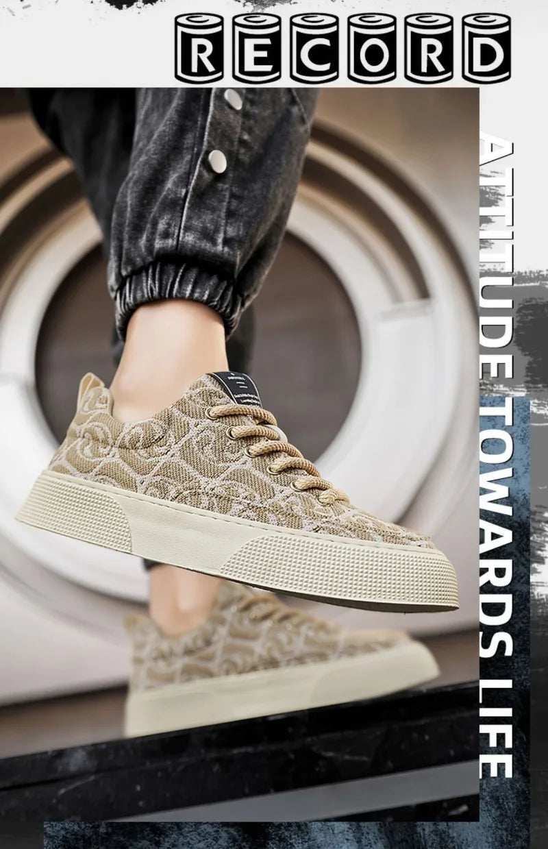 Men's Graffiti Prints Canvas Sneakers 2024 Spring Autumn Breathable Fashion Vulcanize Shoes Outdoor Lace Up Men Casual Shoes