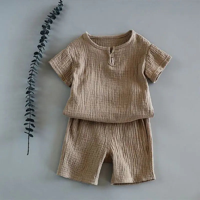 2 Pcs Boys Girls Clothing Sets 2021 Summer Baby Girls Clothes Cotton And Linen Retro Kids Children Clothes Suits 12M-8 Yrs