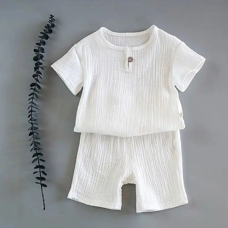 2 Pcs Boys Girls Clothing Sets 2021 Summer Baby Girls Clothes Cotton And Linen Retro Kids Children Clothes Suits 12M-8 Yrs