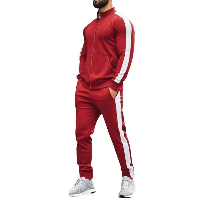 Casual Tracksuits Mens Autumn Fashion Side Striped Jackets And Pants Two Piece Sets For Men Sports Fitness Sweatsuits Streetwear
