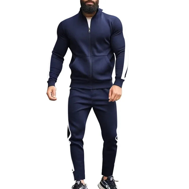 Casual Tracksuits Mens Autumn Fashion Side Striped Jackets And Pants Two Piece Sets For Men Sports Fitness Sweatsuits Streetwear
