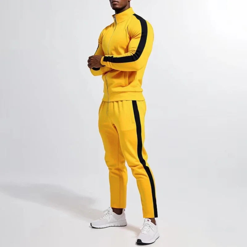 Casual Tracksuits Mens Autumn Fashion Side Striped Jackets And Pants Two Piece Sets For Men Sports Fitness Sweatsuits Streetwear