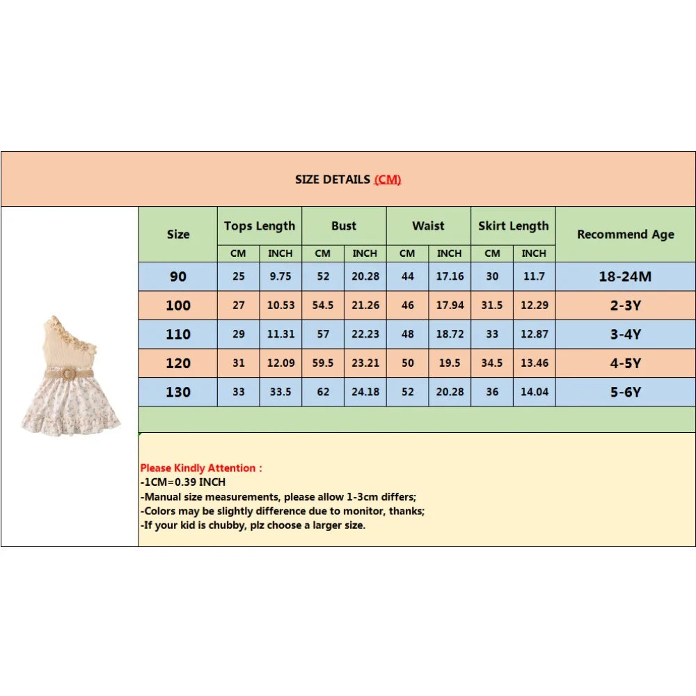 Kids Baby Girl Clothes Set Retro Off-Shoulder Top+ Flowers Skirt Summer Cute Sense Of Design Suit For Child Girl 1-6 Years