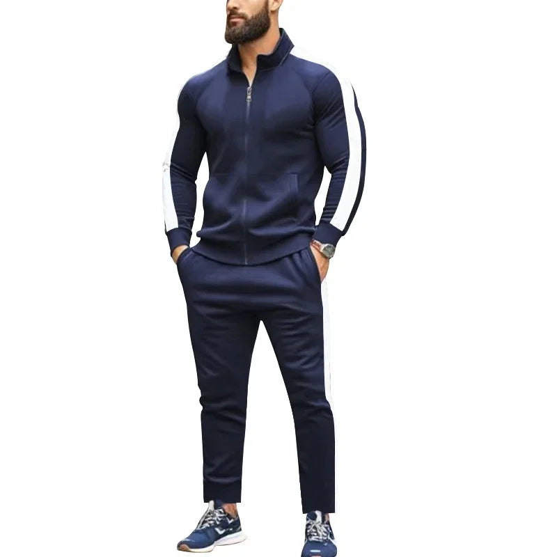 Casual Tracksuits Mens Autumn Fashion Side Striped Jackets And Pants Two Piece Sets For Men Sports Fitness Sweatsuits Streetwear