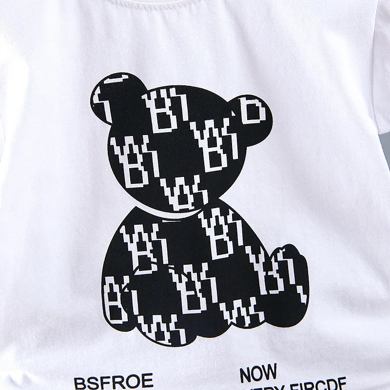 Summer Baby Boy Clothes 9 to 12 Months Luxury Designer Cartoon Short Sleeved T-shirts Tops + Shorts Kids Suits Boys Outfits Sets