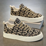 Men's Graffiti Prints Canvas Sneakers 2024 Spring Autumn Breathable Fashion Vulcanize Shoes Outdoor Lace Up Men Casual Shoes