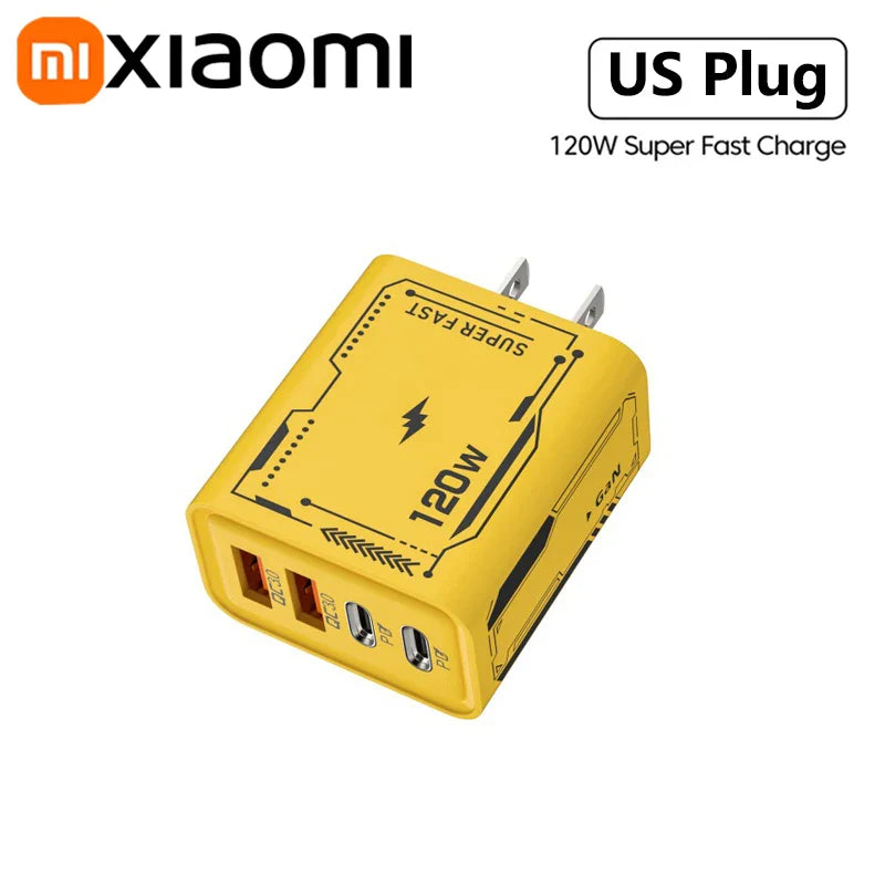 Xiaomi 120W 4-портовий ультра швидкий зарядний пристрій Type-C GaN USB-C QC 3.0 Super Charge Mech-Wind адаптер для iPhone Samsung