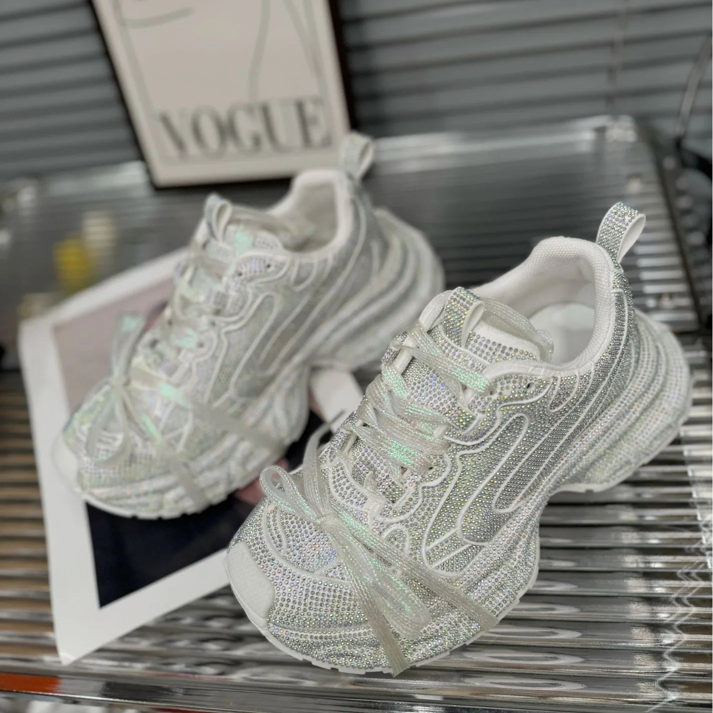 2025 Gypsy Rhinestone Thick-soled Fried Street Women's Spring New Straps Ins Trendy Casual Platform Sneakers Dad Shoes