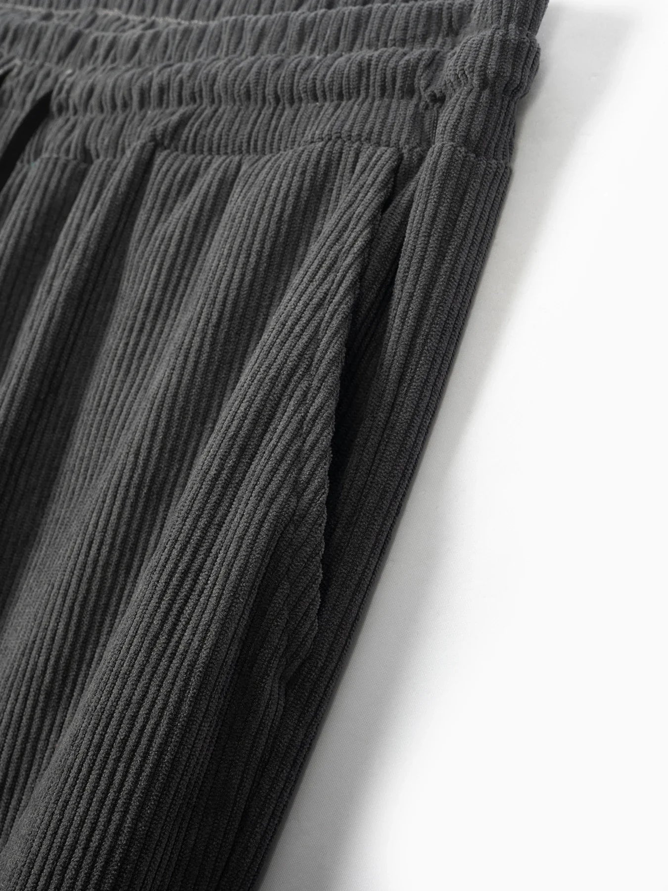 2025 Men's simple new front buckle lapel double pocket long sleeve two-piece casual sports solid color striped fashion comfortab
