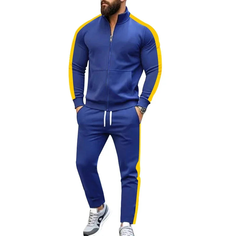 Casual Tracksuits Mens Autumn Fashion Side Striped Jackets And Pants Two Piece Sets For Men Sports Fitness Sweatsuits Streetwear