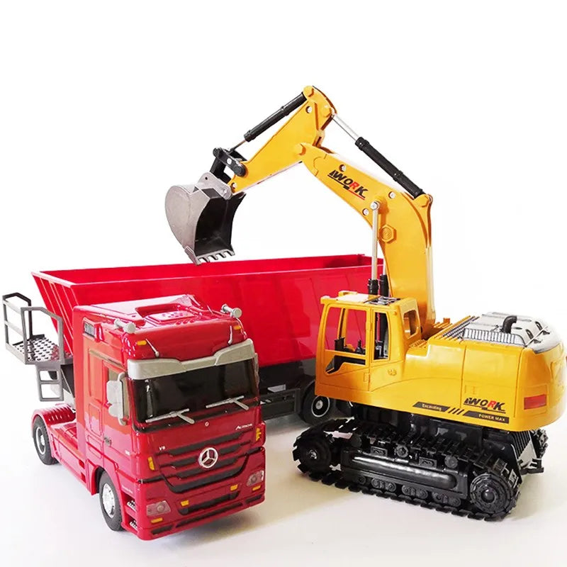 RC вантажівка 2.4G Великий RC самоскид з нахилом кузова, пульт дистанційного керування, радіокерований вантажівка, радіокерований причіп, радіокерований контейнеровоз, радіокерована іграшкова машина C15
