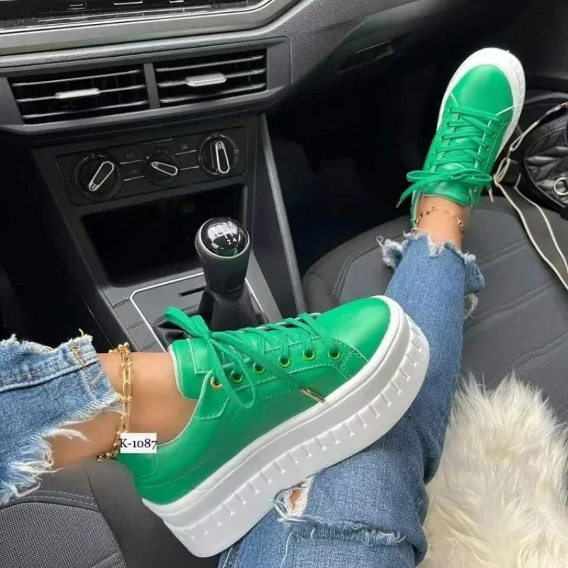 White Shoes Casual Shoes for Women 2025 New Platform Sneakers Solid Color Ladies Footwear Trend Lightweight PU Vulcanized Shoes