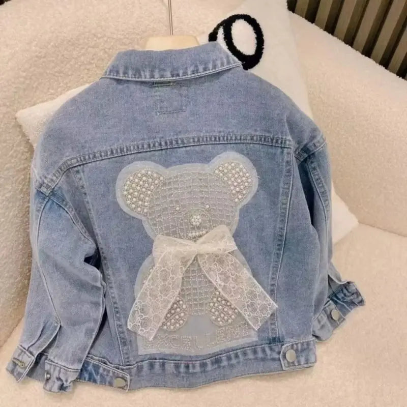 Kids Denim Jackets for Girls Baby Bow Coats Spring Autumn Fashion Child Kids Outwear Jackets Jean