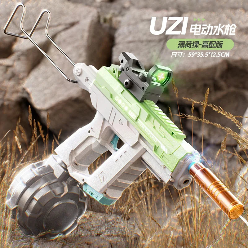 Fullyautomatic Electric Water Gun Shoot Toys UZI Three Function Dual Mode Automatic water A Water Gun With A Scope And Stock