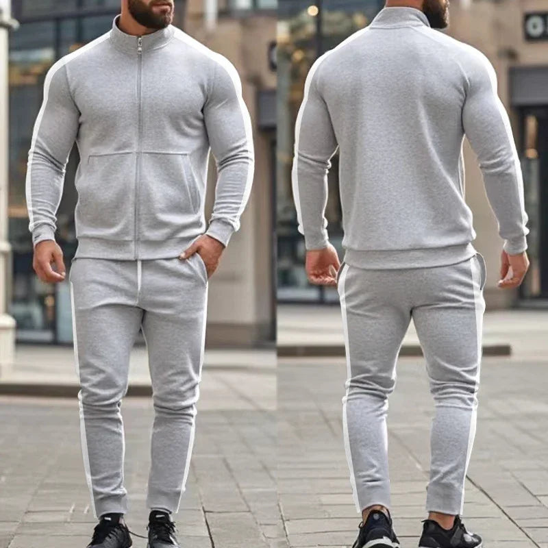 Casual Tracksuits Mens Autumn Fashion Side Striped Jackets And Pants Two Piece Sets For Men Sports Fitness Sweatsuits Streetwear