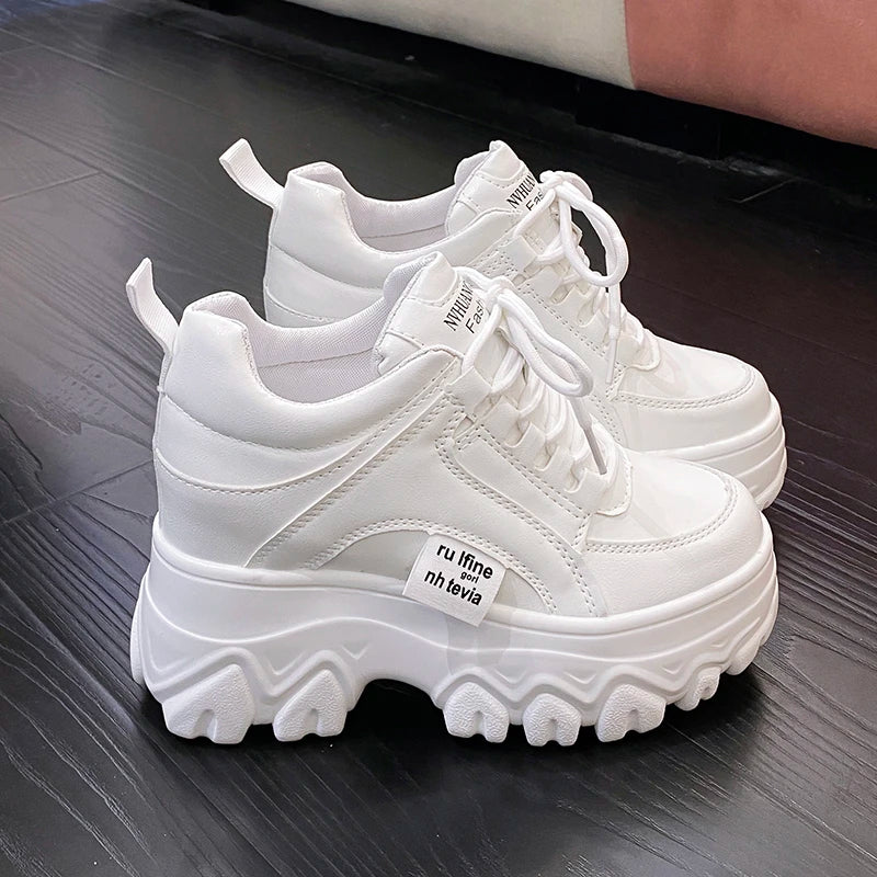 11CM Autumn Breathable Chunky White Sneakers Women Spring Outdoor anti-slip Platform Sandals Woman Height Increased Casual Shoe
