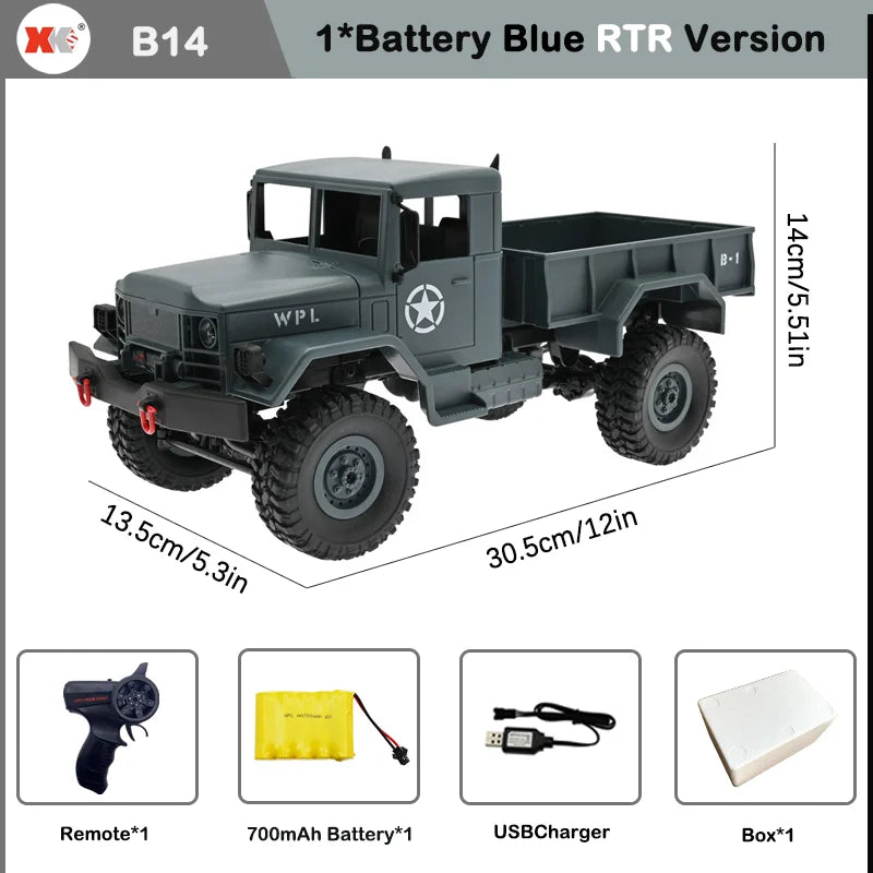 WPL B14 RC автомобіль 1/16 2.4G пульт дистанційного керування 4WD позашляховик для скелелазіння з LED підсвіткою електричний багі позашляховий RC вантажівка іграшка подарунок для хлопчиків