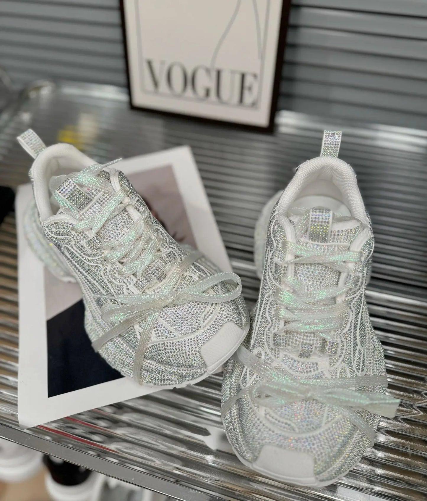 2025 Gypsy Rhinestone Thick-soled Fried Street Women's Spring New Straps Ins Trendy Casual Platform Sneakers Dad Shoes