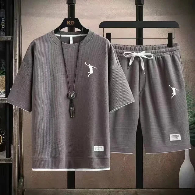 2025NewSummer New Mens Tracksuit Linen Fabric T-shirt and Shorts Two Piece Set Men Sports Suit Fashion Breathable Sets