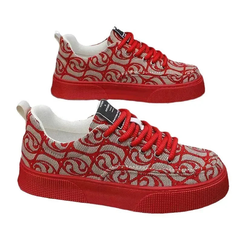 Men's Graffiti Prints Canvas Sneakers 2024 Spring Autumn Breathable Fashion Vulcanize Shoes Outdoor Lace Up Men Casual Shoes