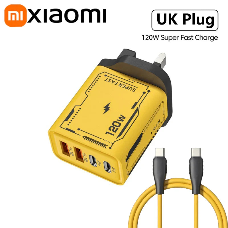Xiaomi 120W 4-портовий ультра швидкий зарядний пристрій Type-C GaN USB-C QC 3.0 Super Charge Mech-Wind адаптер для iPhone Samsung