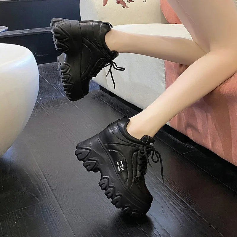 11CM Autumn Breathable Chunky White Sneakers Women Spring Outdoor anti-slip Platform Sandals Woman Height Increased Casual Shoe