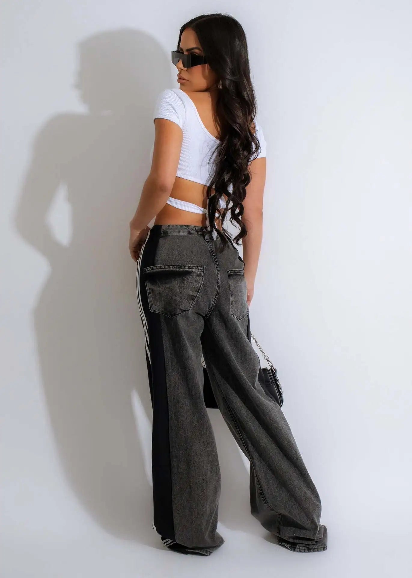 Wide Leg Jeans Cargo Pants Sexy Women High Waist Elegant Streetwear Denim Casual Straight Trousers