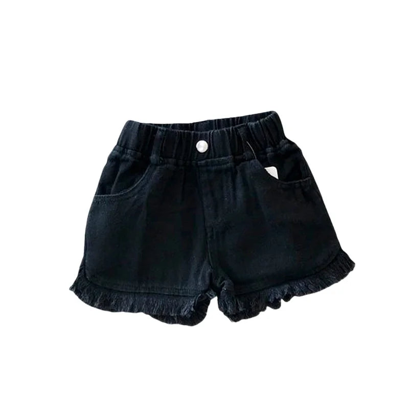 MILANCEL Girls Shorts Summer Kids Clothes Ruffle Trousers Elastic Waist Solid Cotton