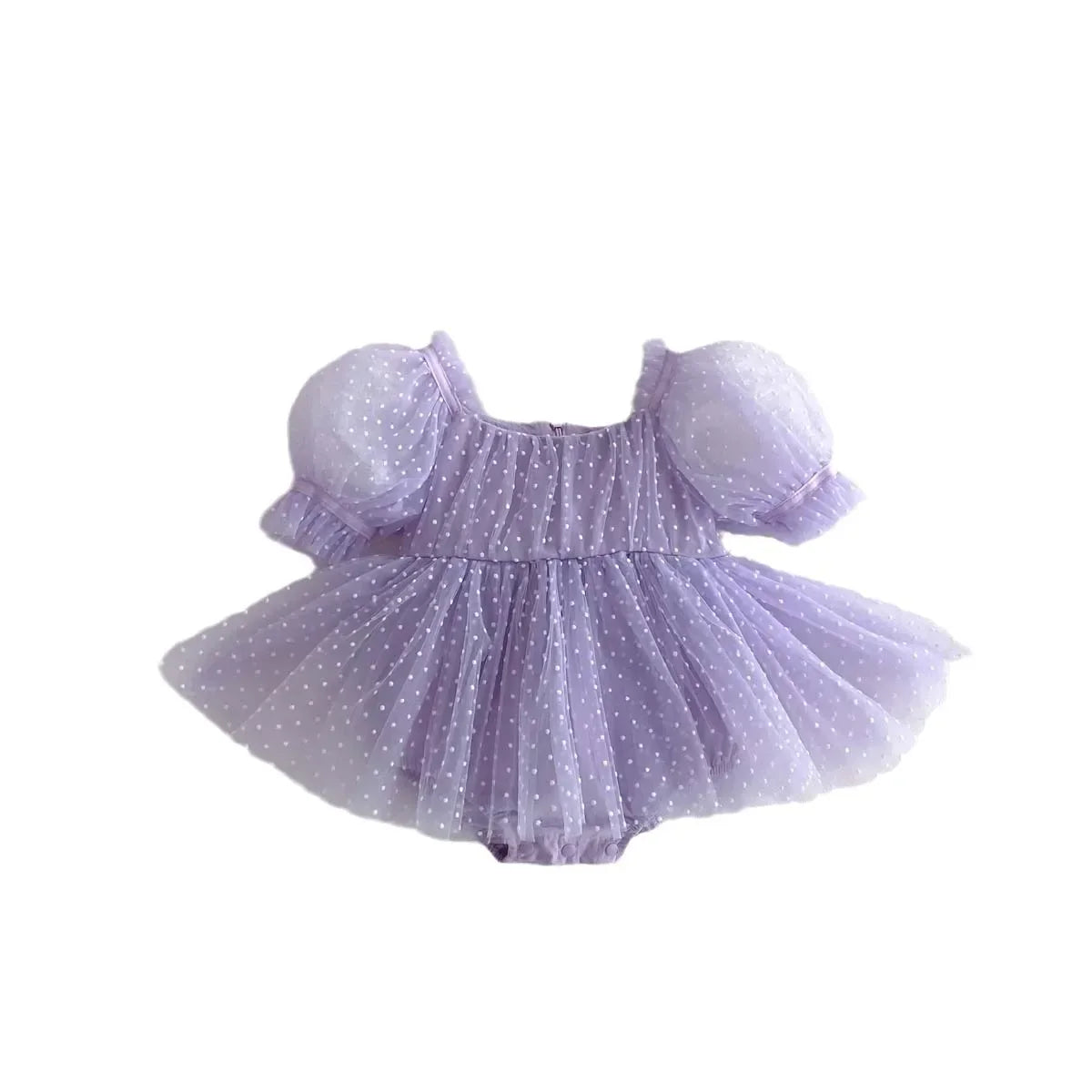 Girls' Bubble Sleeve Dress Summer Mesh Sweet Wave Point Princess Ha Yi Baby One Year Old jumpsuit Cake Dress