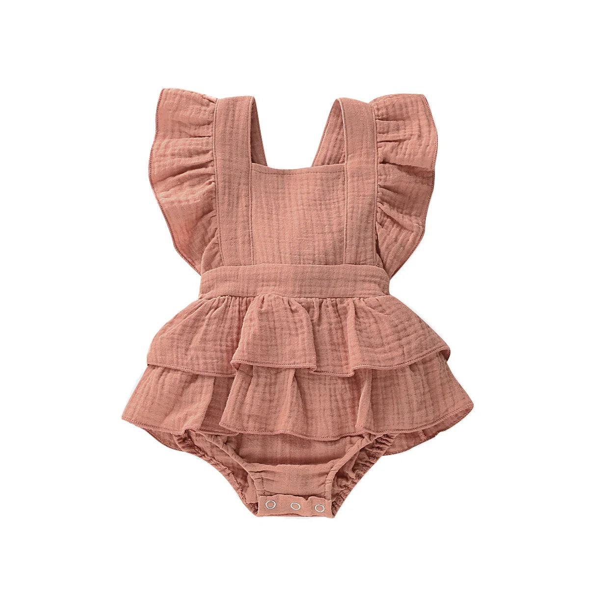 Summer Newborn Baby Girl Clothes Solid Color Sleeveless Ruffle Strap Romper Jumpsuit Toddler Cotton Outfit Sunsuit Clothes