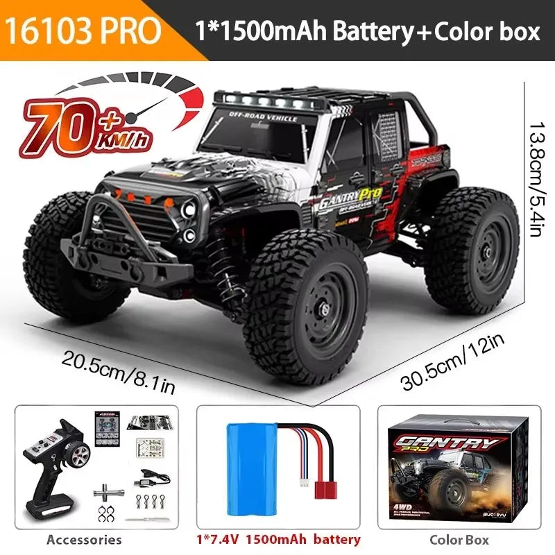 1:16 4WD RC автомобіль 70 км/год або 50 км/год з LED пультом дистанційного керування, високошвидкісний дрифт-монстр 4x4 вантажівка для дітей проти Wltoys 144001 іграшки