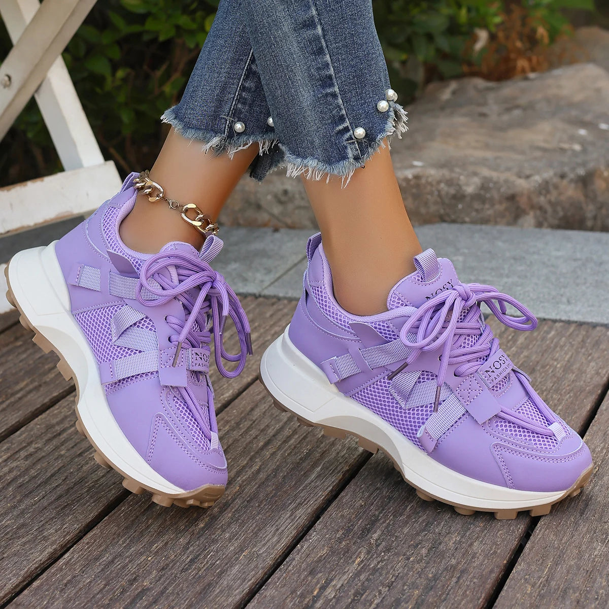 New Women Sneakers Mesh Breathable Platform Sneakers Women Casual Lace Up Outdoor Women Shoes Low Top Sneakers Zapatos De Mujer