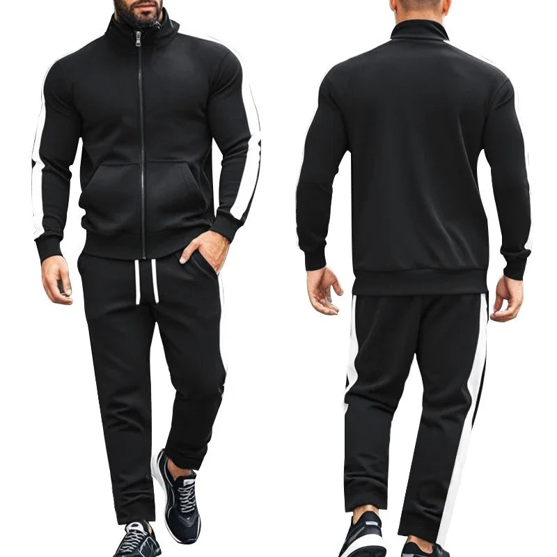 Casual Tracksuits Mens Autumn Fashion Side Striped Jackets And Pants Two Piece Sets For Men Sports Fitness Sweatsuits Streetwear