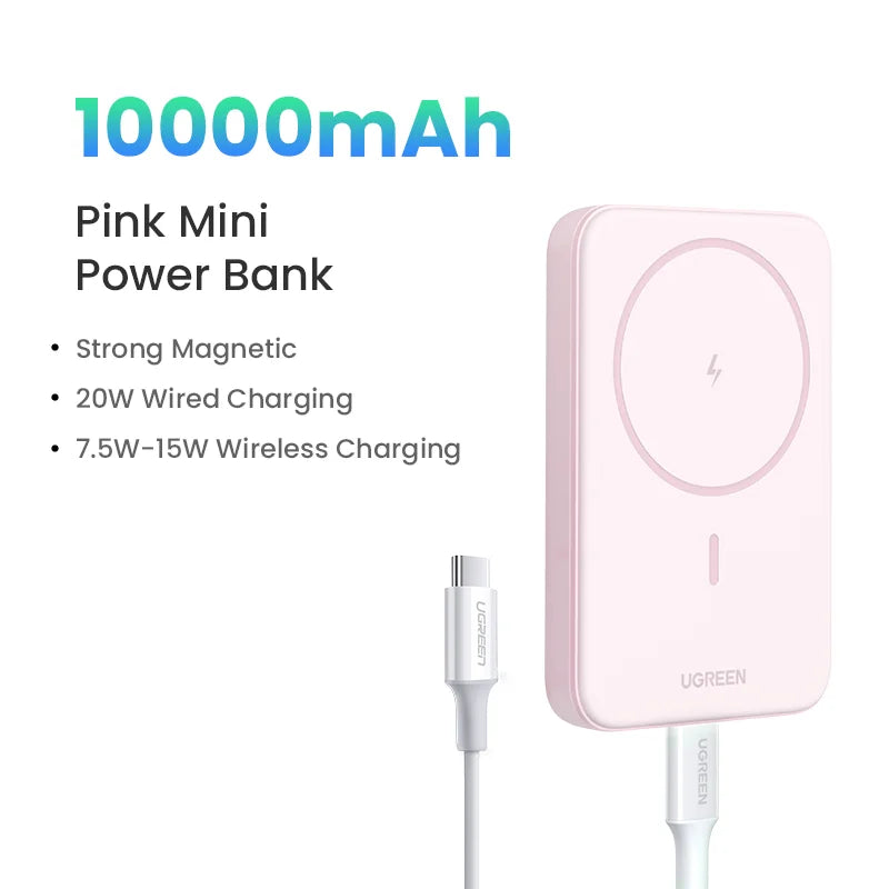 UGREEN PD20W Портативний магнітний павербанк 10000мАг з бездротовою швидкою зарядкою для Magsafe для iPhone 15 Pro Max 16 Pro