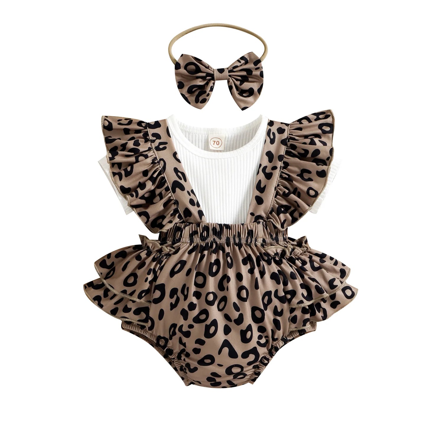 3M-3Y Newborn Summer Children Clothing Infant Baby Girl Clothes Leopard Jumpsuit Bodysuit+Headband+Ribbed T-Shirts Kids Outfits