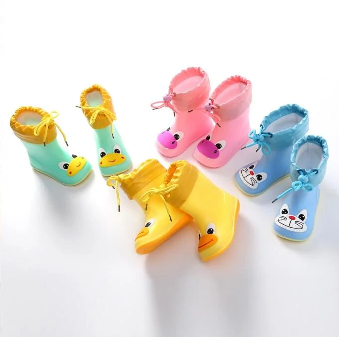 Classic 2025Kids Rain Boots Rubber Boots For Children PVC Kids Baby Cartoon Shoes Water Shoes Waterproof Rain Boot Non-slip Warm