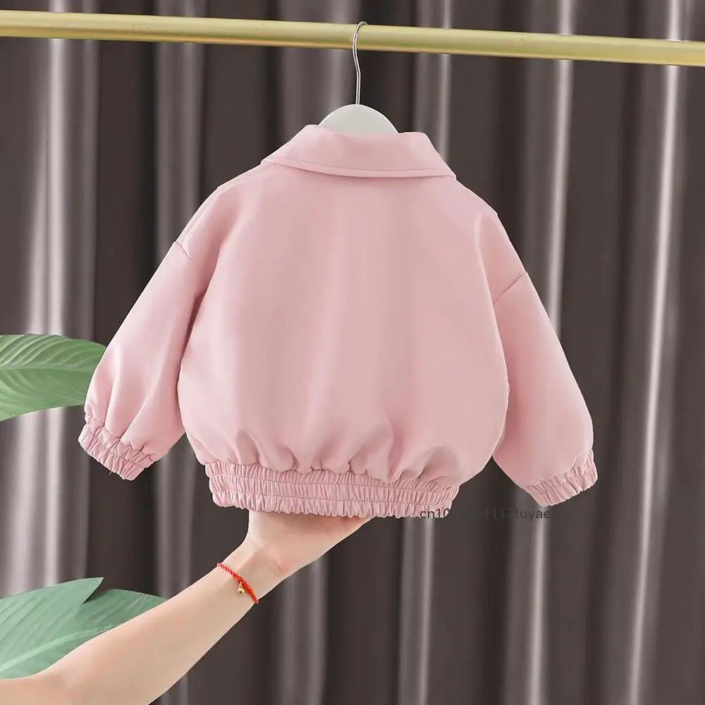 2025 Spring Hello Kitty Embroidery Toddler Girls Pu Leather Jackets Clothing Kawaii Zipper Jacket Outerwear Zipper Casual Coat