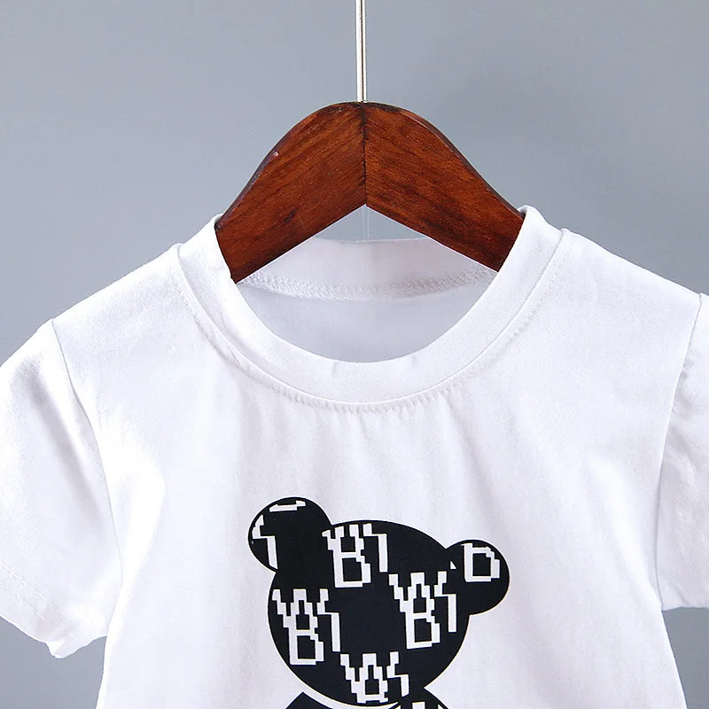 Summer Baby Boy Clothes 9 to 12 Months Luxury Designer Cartoon Short Sleeved T-shirts Tops + Shorts Kids Suits Boys Outfits Sets